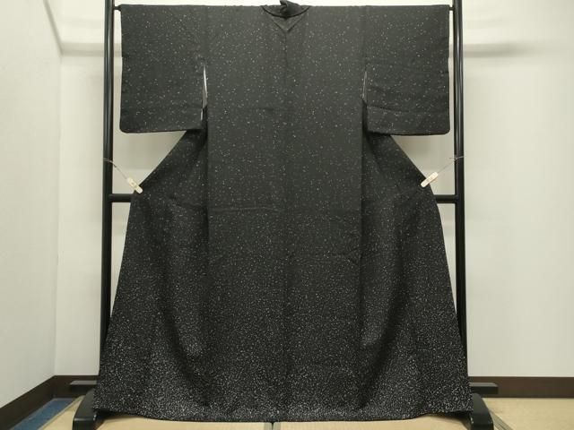 平和屋着物●訪問着 霰文 黒地 正絹 逸品 CABM5514gh