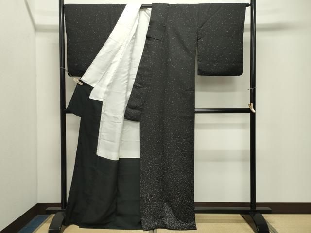 平和屋着物●訪問着 霰文 黒地 正絹 逸品 CABM5514gh