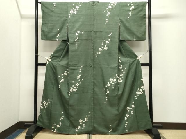 平和屋着物●上質な紬 絞り 枝花文 金彩 正絹 逸品 CABM5516gh