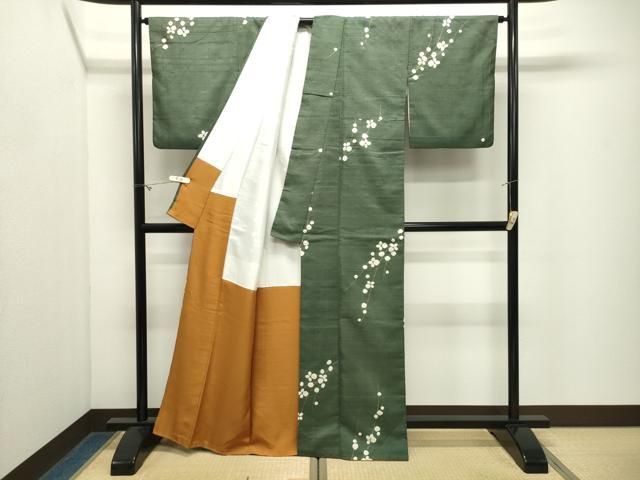 平和屋着物●上質な紬 絞り 枝花文 金彩 正絹 逸品 CABM5516gh