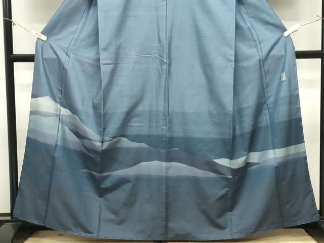 平和屋着物●訪問着 紬地 じゅらく 漢方草木染 遠山風景文 正絹 逸品 CABM5521gh