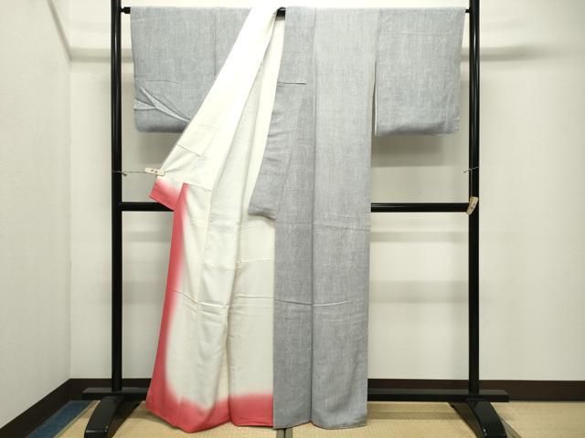 平和屋着物●上質な小紋 作家物 手染 本紗摺亀 霞文 鬼しぼ縮緬 反端付き 正絹 逸品 CABM5529gh