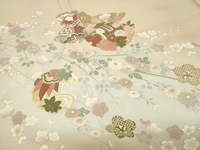平和屋着物●訪問着 駒刺繍 雪輪重ね宝尽くし文 暈し染め 金彩 正絹 逸品 CABM5532gh