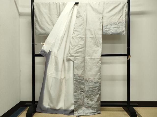 平和屋着物●本場大島紬 訪問着 風景文 屋久杉染 窪田織物謹製 証紙付き 正絹 逸品 CABM5534gh