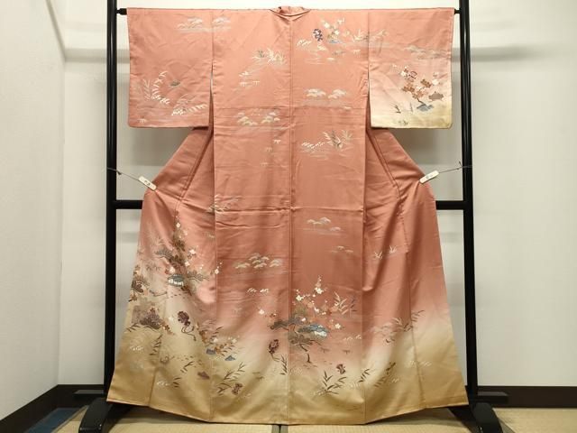 平和屋着物●訪問着 駒刺繍 風景宝尽くし松竹梅文 暈し染め 金銀彩 正絹 逸品 CABM5537gh