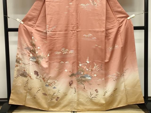 平和屋着物●訪問着 駒刺繍 風景宝尽くし松竹梅文 暈し染め 金銀彩 正絹 逸品 CABM5537gh
