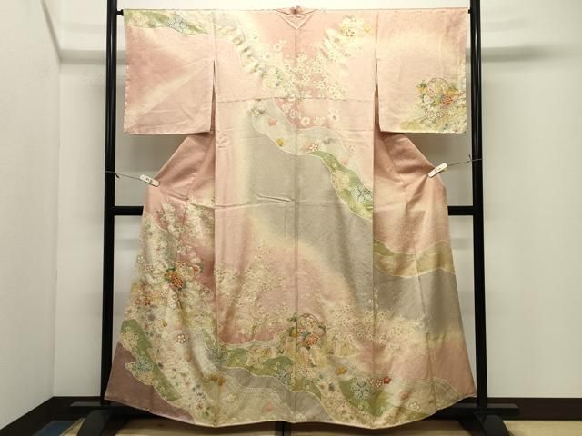平和屋着物●訪問着 駒刺繍 絞り 辻が花 暈し染め 金彩 銀通し地 ほてい屋扱い 正絹 逸品 CABM5539gh