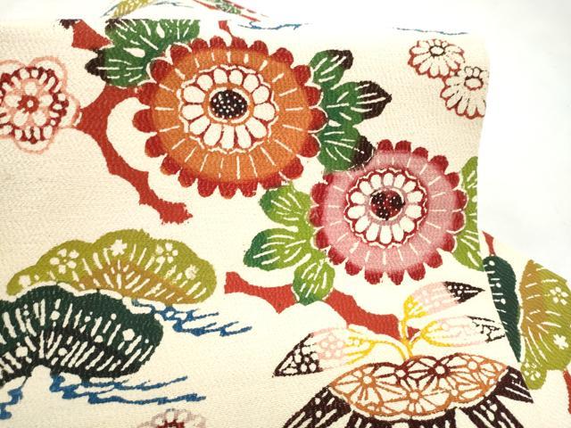 平和屋着物●全通柄 九寸名古屋帯 紅型 草花文 正絹 逸品 CABM6013hy