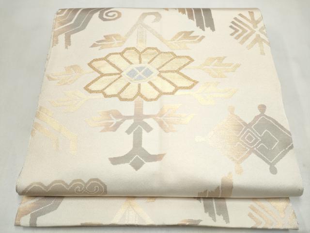 平和屋着物●全通柄 本袋帯 花鳥文 金糸 正絹 逸品 CABM6026hy
