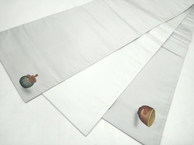 平和屋着物●太鼓柄袋帯 本場縞大島紬 陶器文 正絹 逸品 CABM6033hy