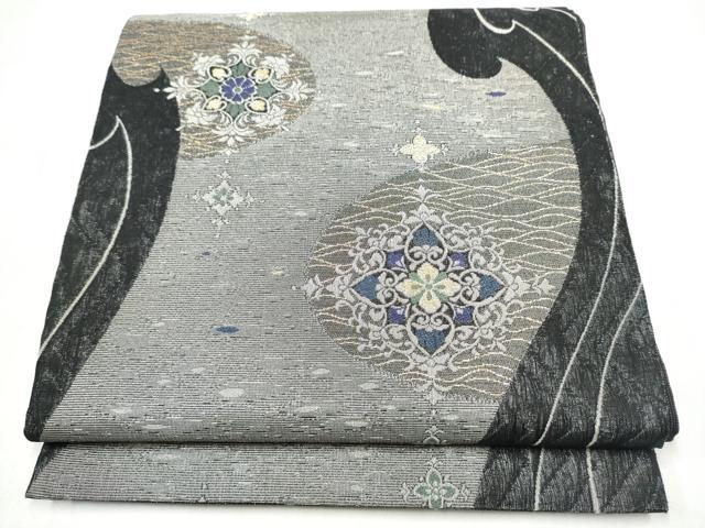 平和屋着物▽六通柄袋帯 スリーシーズン 春夏秋 正倉院花文 金糸 正絹 逸品 CABM6042hy