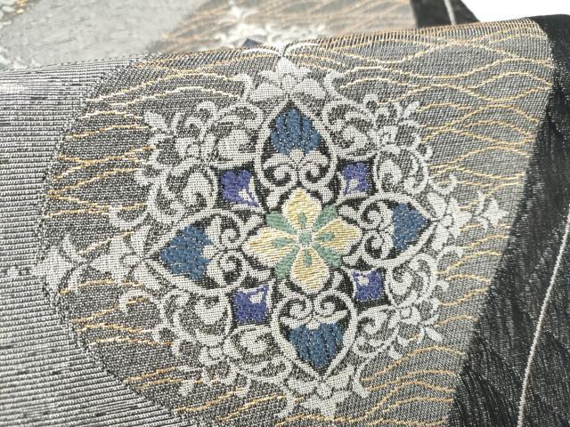 平和屋着物▽六通柄袋帯 スリーシーズン 春夏秋 正倉院花文 金糸 正絹 逸品 CABM6042hy