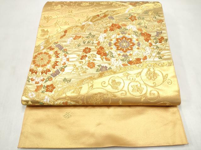 平和屋着物●西陣の名門 本家加納 六通柄袋帯 唐織 正倉院花唐草文 金糸 証紙付き 正絹 逸品 CABM6053hy