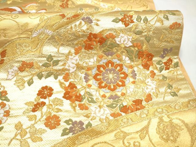 平和屋着物●西陣の名門 本家加納 六通柄袋帯 唐織 正倉院花唐草文 金糸 証紙付き 正絹 逸品 CABM6053hy
