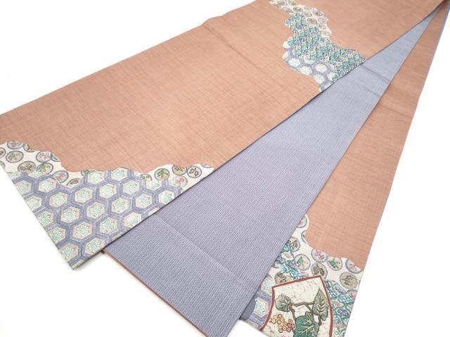 平和屋着物●六通柄袋帯 本場大島紬 地紙葡萄蔦の葉文 金彩 正絹 逸品 CABM6054hy