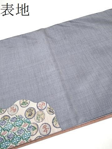 平和屋着物●六通柄袋帯 本場大島紬 地紙葡萄蔦の葉文 金彩 正絹 逸品 CABM6054hy