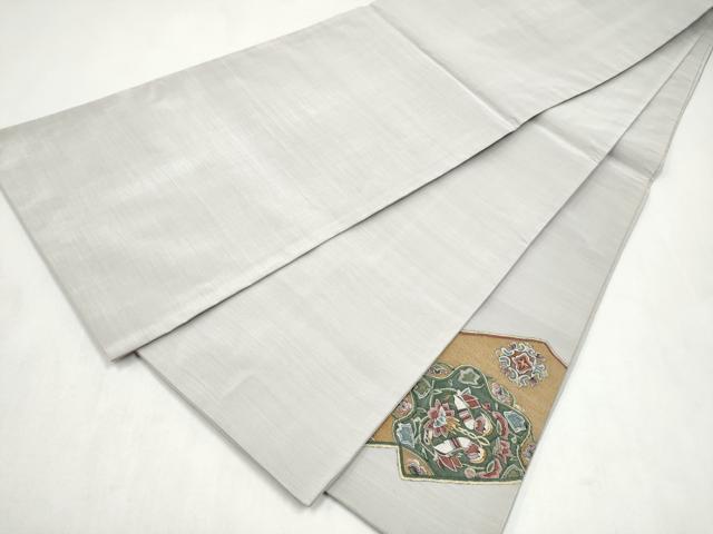 平和屋着物●明綴れ 太鼓柄袋帯 向かい鳥正倉院花文 金糸 正絹 逸品 CABM6056hy