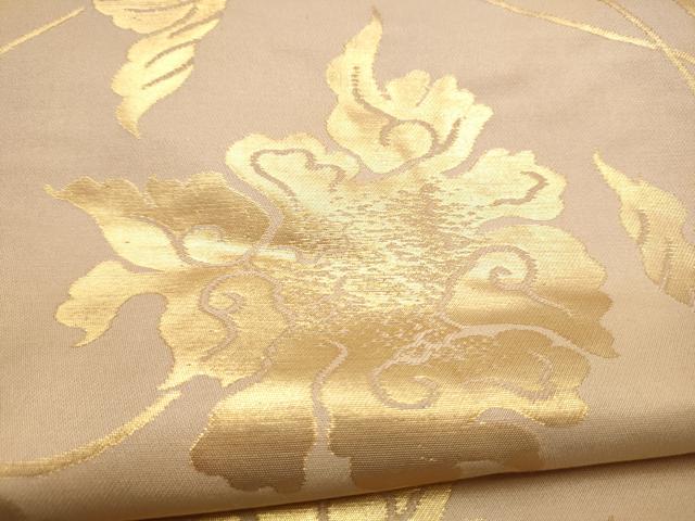 平和屋着物●銀座伊勢由 全通柄 本袋帯 花唐草文 金糸 正絹 逸品 CABM6060hy