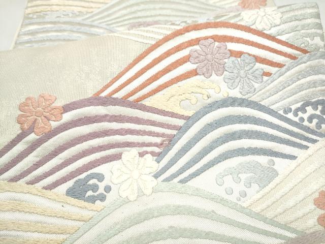 平和屋着物●六通柄袋帯 唐織 流水舞花文 正絹 逸品 CABM6067hy
