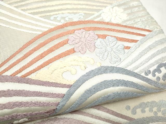 平和屋着物●六通柄袋帯 唐織 流水舞花文 正絹 逸品 CABM6067hy
