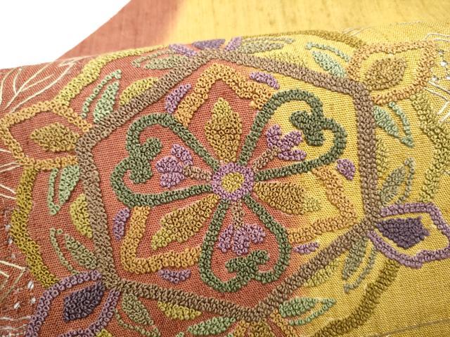 平和屋着物●中国三大刺繍 スワトウ相良刺繍 総刺繍 九寸名古屋帯 花唐草文 正絹 逸品 CABM6093hy