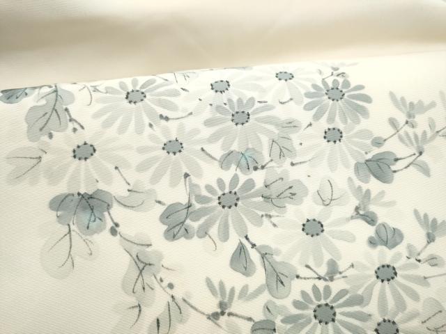 平和屋着物●塩瀬 九寸名古屋帯 手描き 菊 正絹 逸品 CABM6112hy