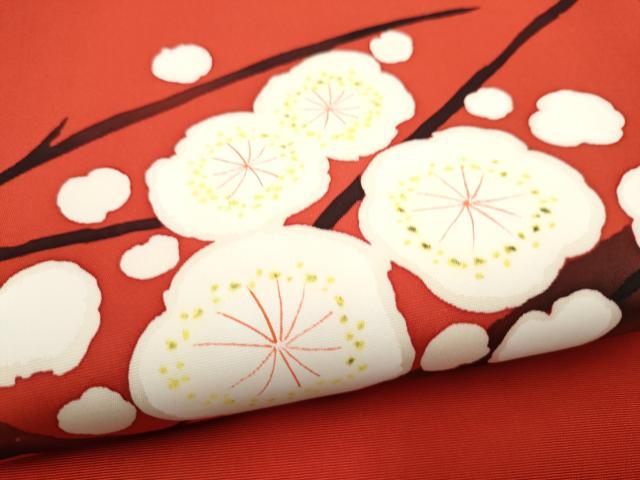 平和屋着物●塩瀬 九寸名古屋帯 枝梅文 正絹 逸品 CABM6113hy