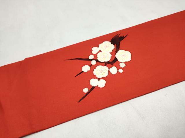 平和屋着物●塩瀬 九寸名古屋帯 枝梅文 正絹 逸品 CABM6113hy