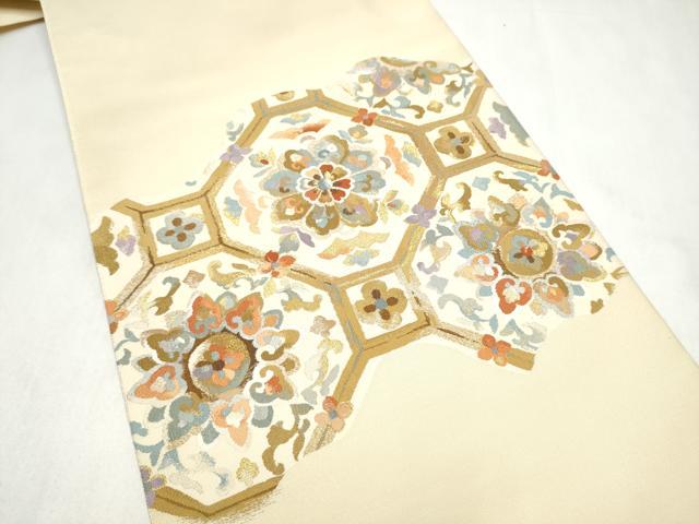 平和屋着物●爪搔き本綴れ 八寸名古屋帯 蜀江正倉院花文 金糸 正絹 逸品 CABM6126hy
