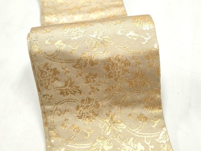 平和屋着物●男性 角帯 牡丹唐草文 金糸 正絹 逸品 CABM6147hy
