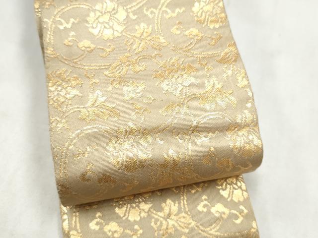 平和屋着物●男性 角帯 牡丹唐草文 金糸 正絹 逸品 CABM6147hy