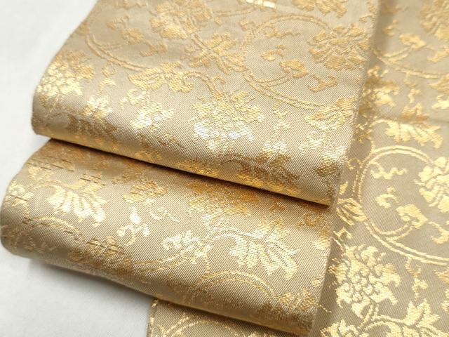 平和屋着物●男性 角帯 牡丹唐草文 金糸 正絹 逸品 CABM6147hy
