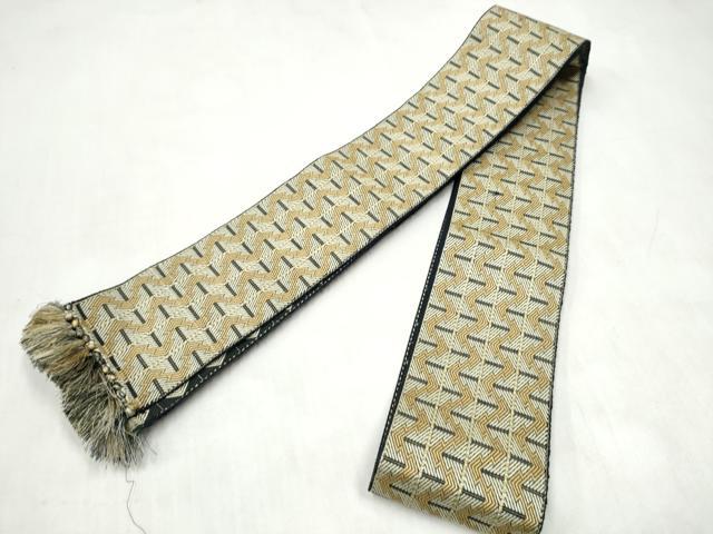 平和屋着物●男性 本場筑前博多織 角帯 両面 幾何学文様 正絹 逸品 CABM6150hy