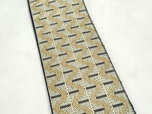 平和屋着物●男性 本場筑前博多織 角帯 両面 幾何学文様 正絹 逸品 CABM6150hy
