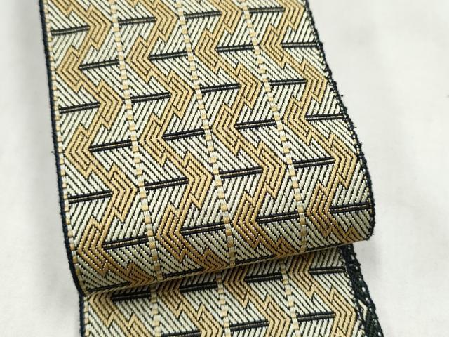 平和屋着物●男性 本場筑前博多織 角帯 両面 幾何学文様 正絹 逸品 CABM6150hy