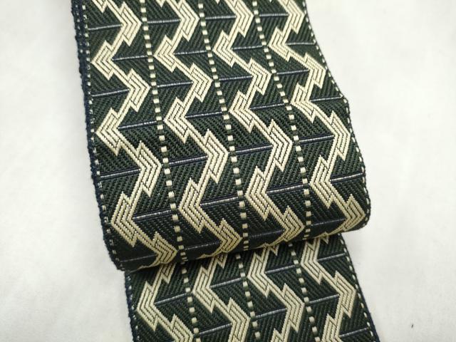 平和屋着物●男性 本場筑前博多織 角帯 両面 幾何学文様 正絹 逸品 CABM6150hy