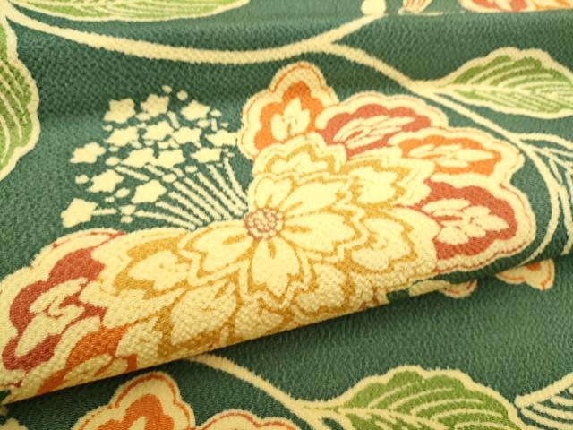 平和屋着物●九寸開き名古屋帯 型染め 花唐草文 正絹 逸品 CABM6167hy