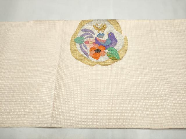 平和屋着物●八寸名古屋帯 綴れ 花鳥文 金銀糸 正絹 逸品 CABM6172hy