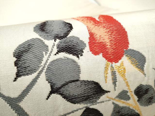 平和屋着物●アンティーク 大正ロマン 九寸名古屋帯 枝花文 金糸 正絹 逸品 CABM6176hy