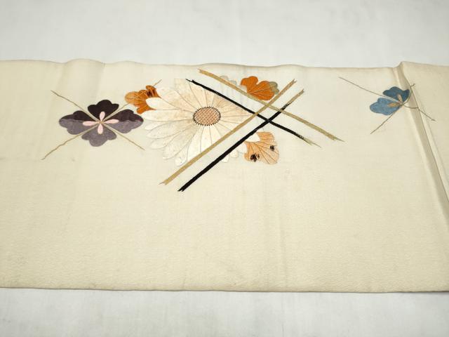 平和屋着物●アンティーク 大正ロマン 丸帯 総手刺繍 舞花文 金糸 正絹 逸品 CABM6184hy