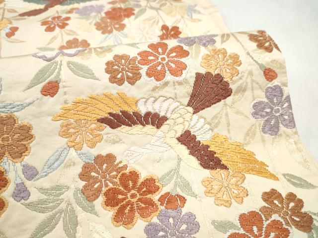 平和屋着物●六通柄袋帯 唐織 花喰鳥 金糸 正絹 逸品 CABM6193hy