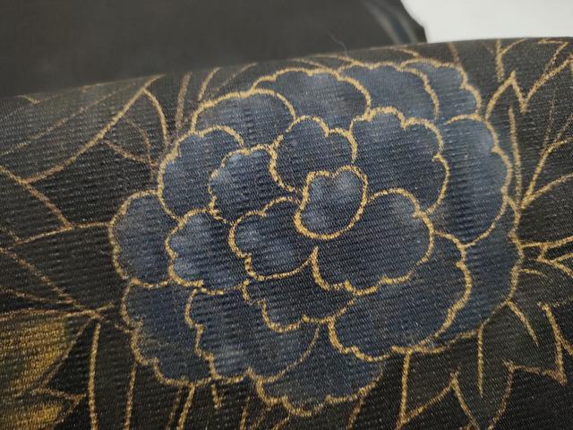 平和屋着物●両面 六通柄袋帯 紬地 草花文 金糸 正絹 逸品 CABM6208hy