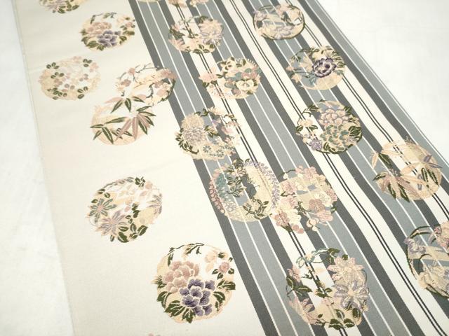 平和屋着物●六通柄袋帯 唐織 草花丸文 正絹 逸品 CABM6219hy
