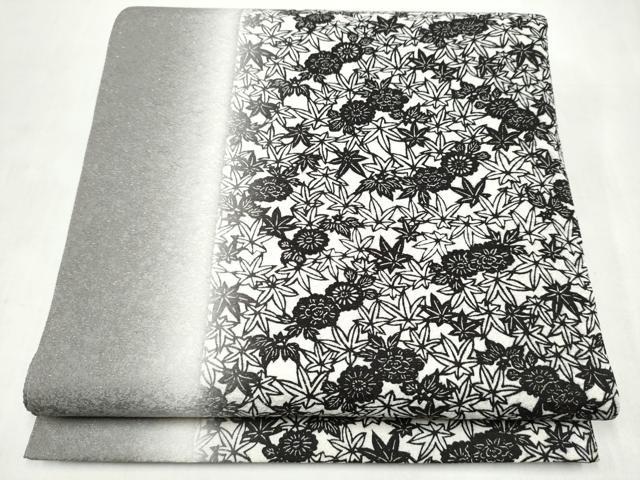 平和屋着物●全通柄袋帯 型染め 草花尽くし 金通し地 正絹 逸品 CABM6245hy