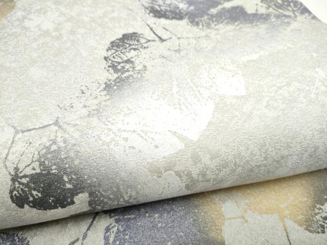 平和屋着物●太鼓柄袋帯 枝葉文 金彩 銀通し地 正絹 逸品 CABM6252hy