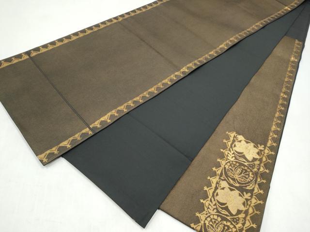 平和屋着物●洛風林 工芸帯地 太鼓柄袋帯 向かい動物文 金糸 正絹 逸品 未使用 CABM6260hy