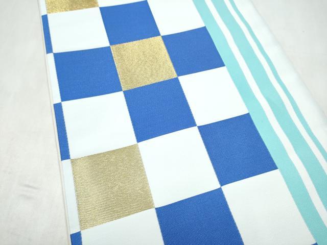 平和屋着物●西陣 京都イシハラ謹製 六通柄袋帯 市松文様 間道 逸品 未使用 CABM6263hy