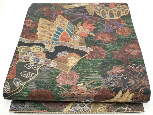平和屋着物●六通柄袋帯 鳳凰花文 金銀糸 正絹 逸品 CABM6300hy