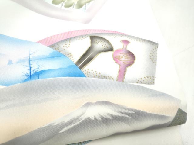 平和屋着物●塩瀬 九寸開き名古屋帯 作家物 地紙風景文 正絹 逸品 CABM6342hy