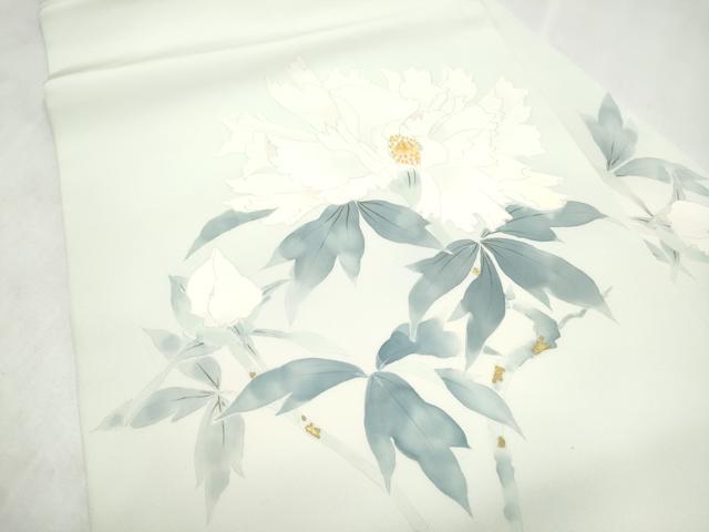 平和屋着物●塩瀬 九寸名古屋帯 手描き 枝花文 正絹 逸品 CABM6344hy